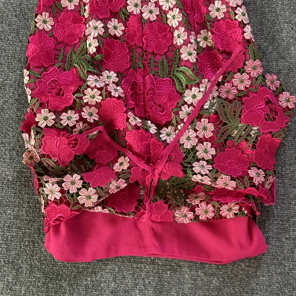 Dress The Population Dress Womens XS Pink Floral Lace Midi Sheath Embroidered - Picture 9 of 14